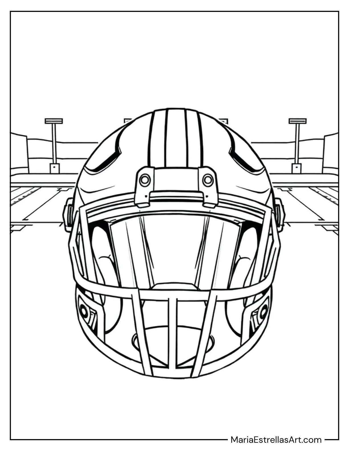 Detailed Football Helmet Coloring Sheet