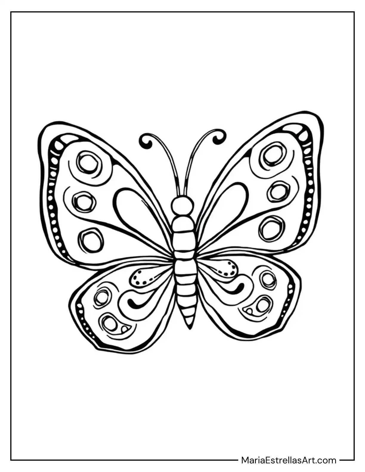 Easy Butterfly With Bold Patterns on Its Wings Coloring Sheet