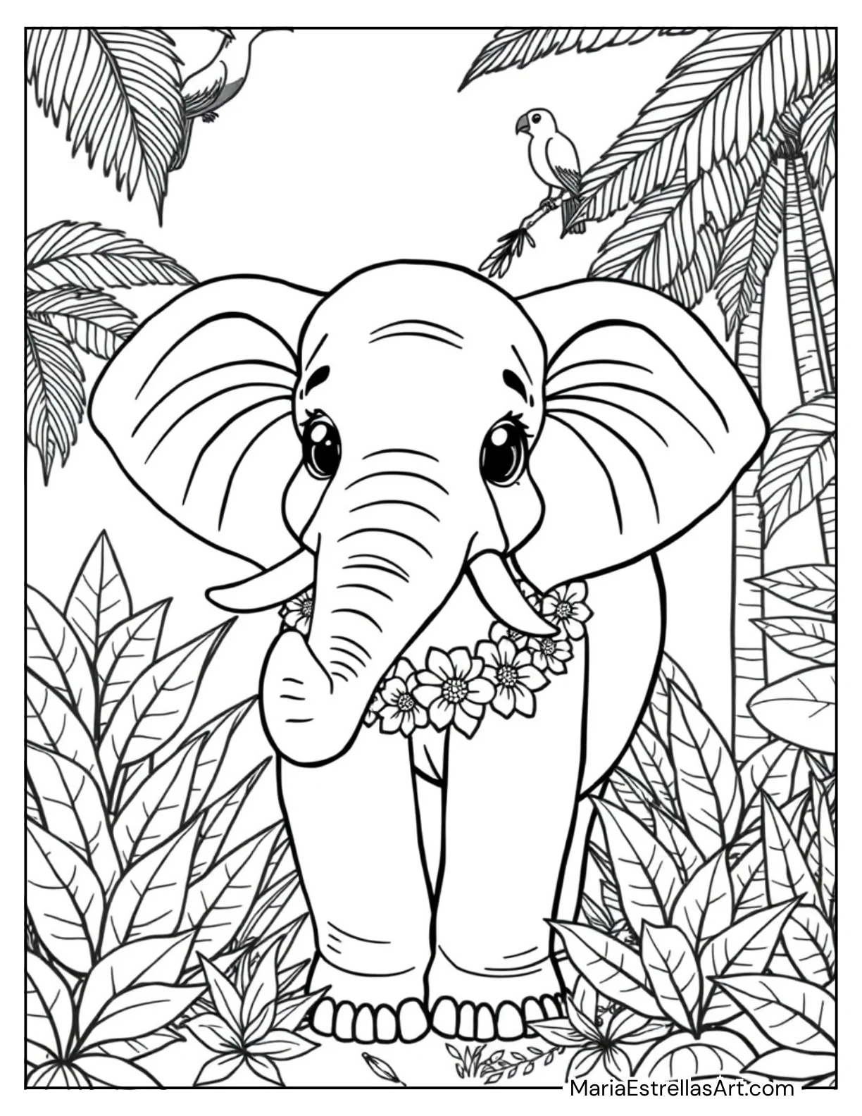 Elephant With a Garland of Flowers