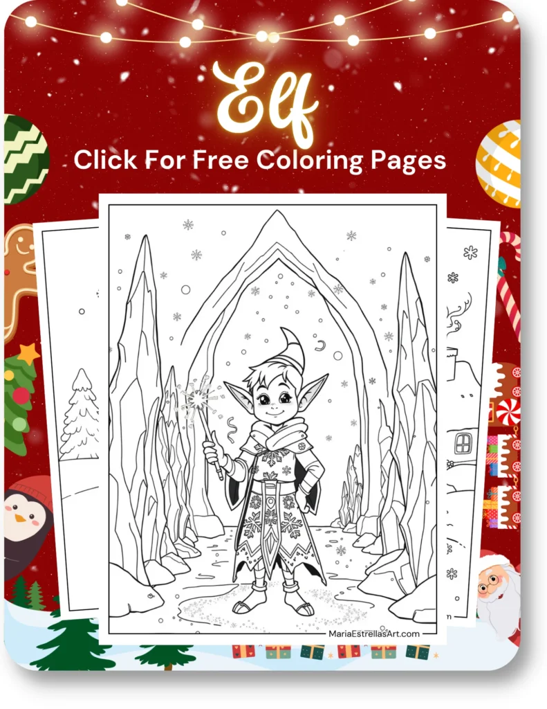 Elf Coloring Pages For Christmas