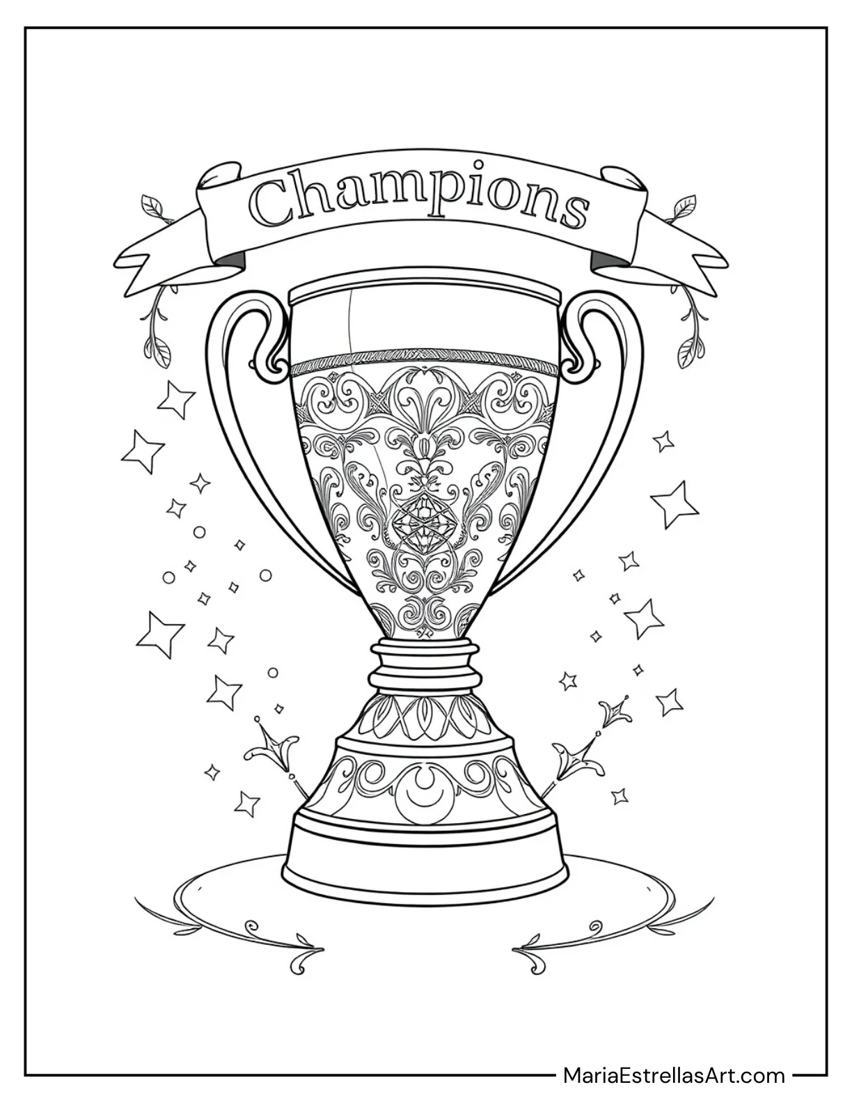 Football Trophy With Sparkles Coloring Page