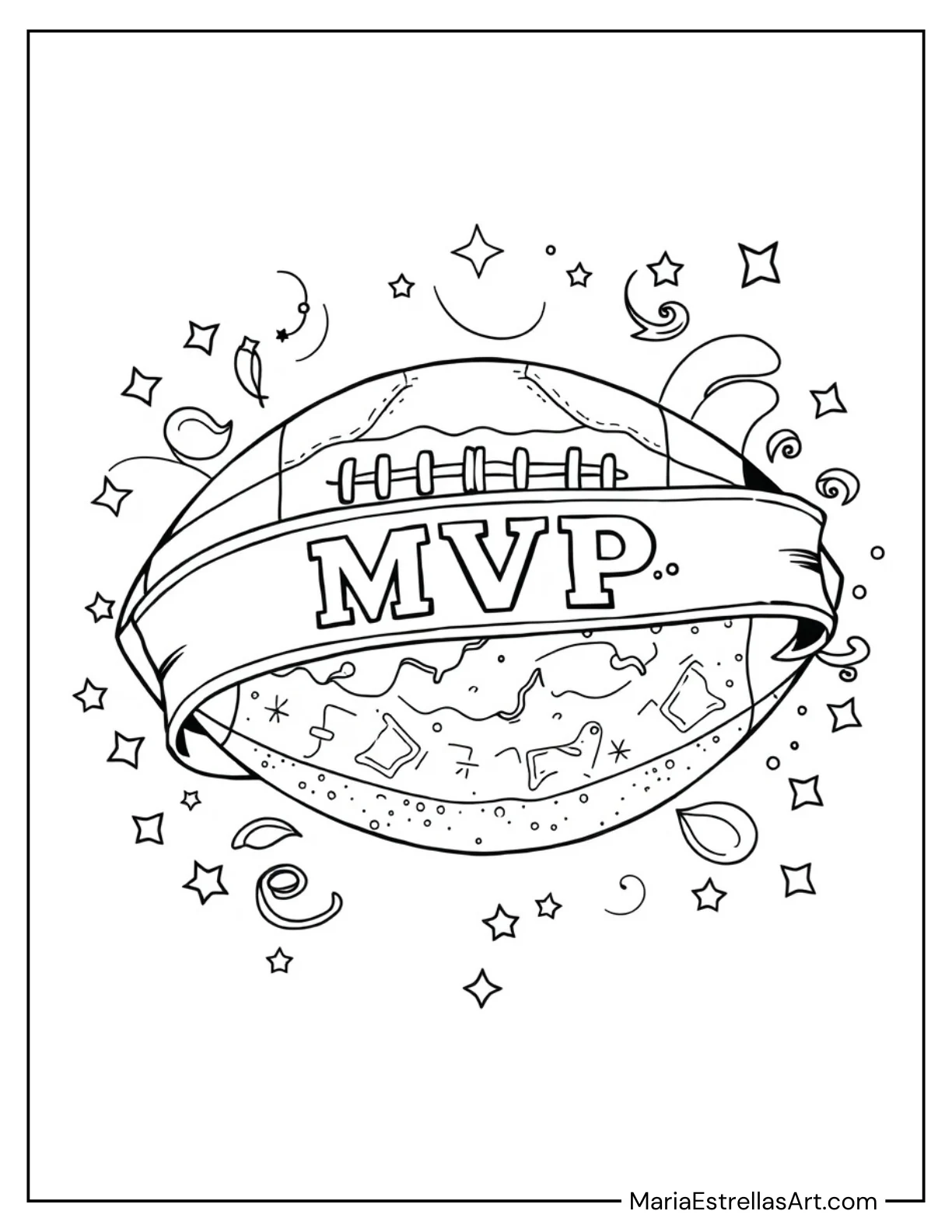 Football With an MVP Ribbon and Stars