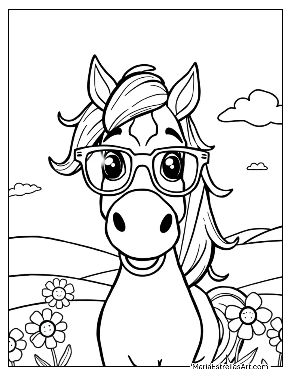 Funny Horse Wearing Glasses