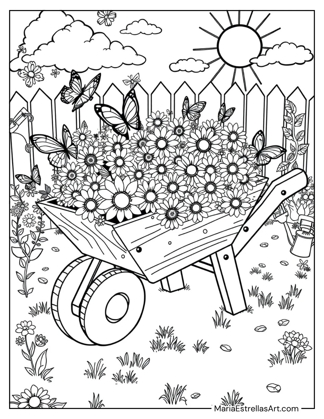 Garden Wheelbarrow Full of Flowers