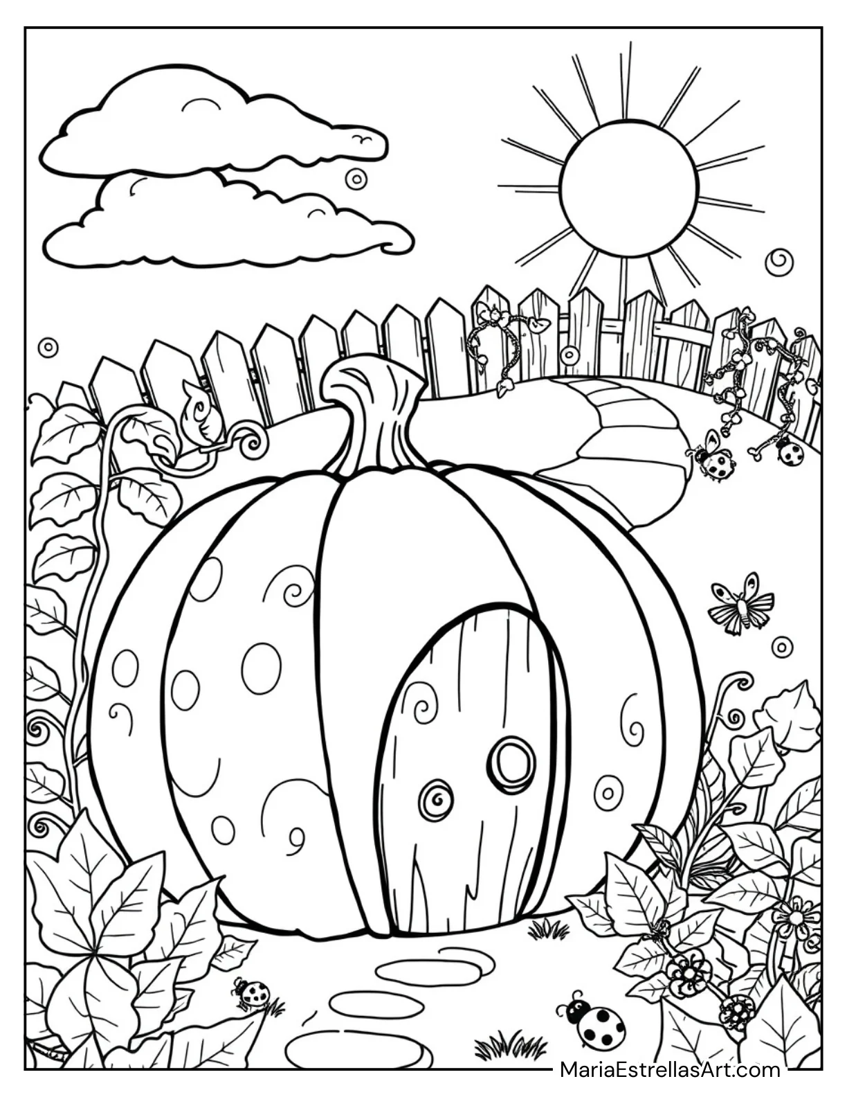 Giant Pumpkin With a Door Coloring Page