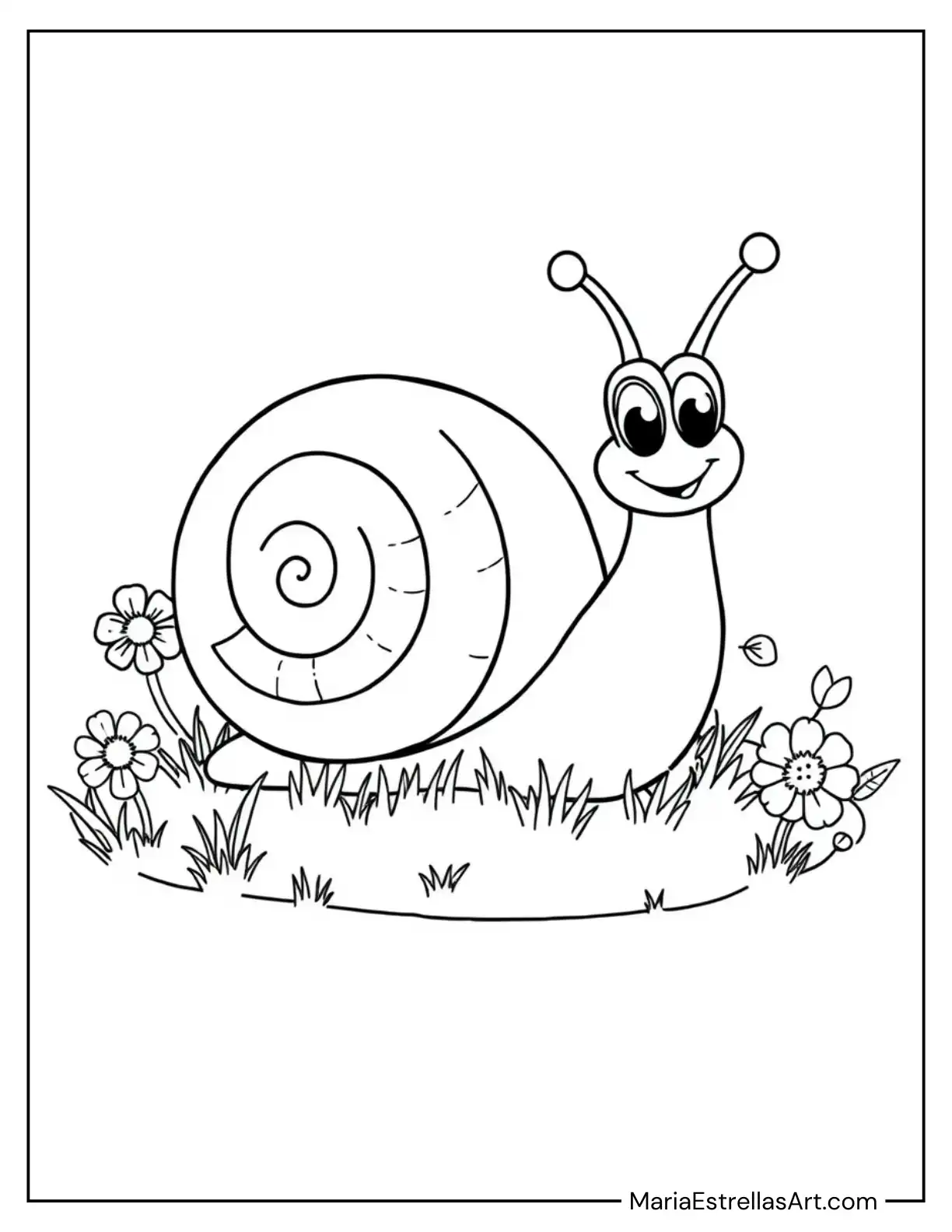 Happy Snail With a Big Shell and Spiral