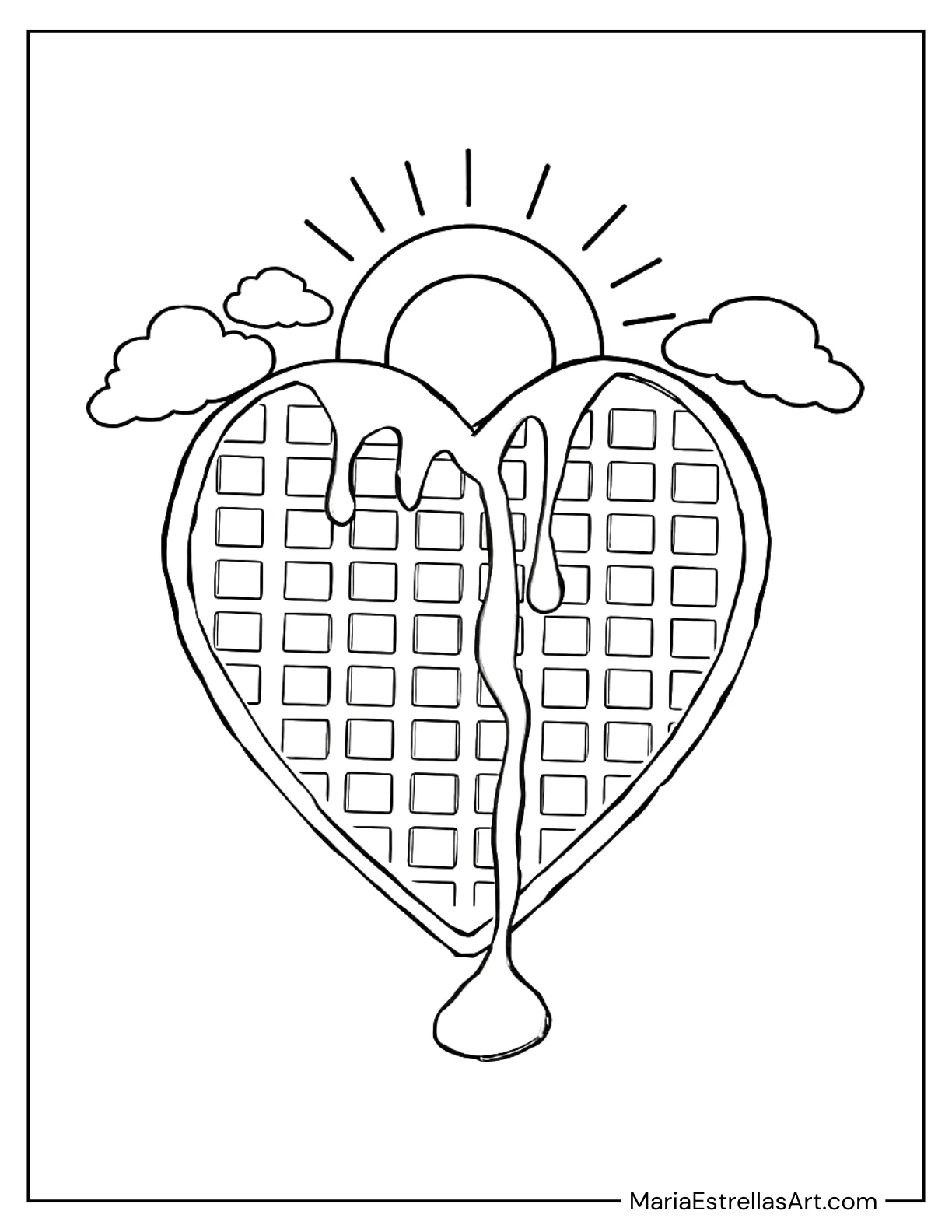 Heart Made of Waffles With Syrup