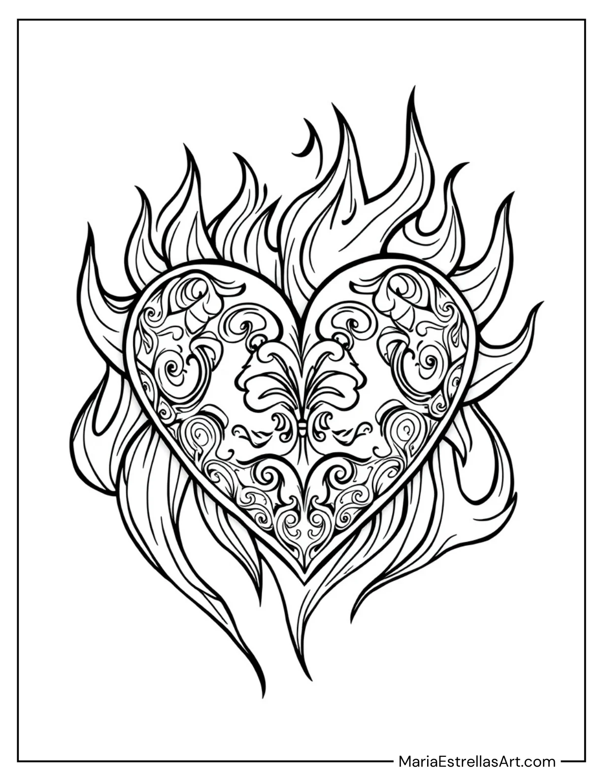 Heart With Flames for a Fiery Love Theme