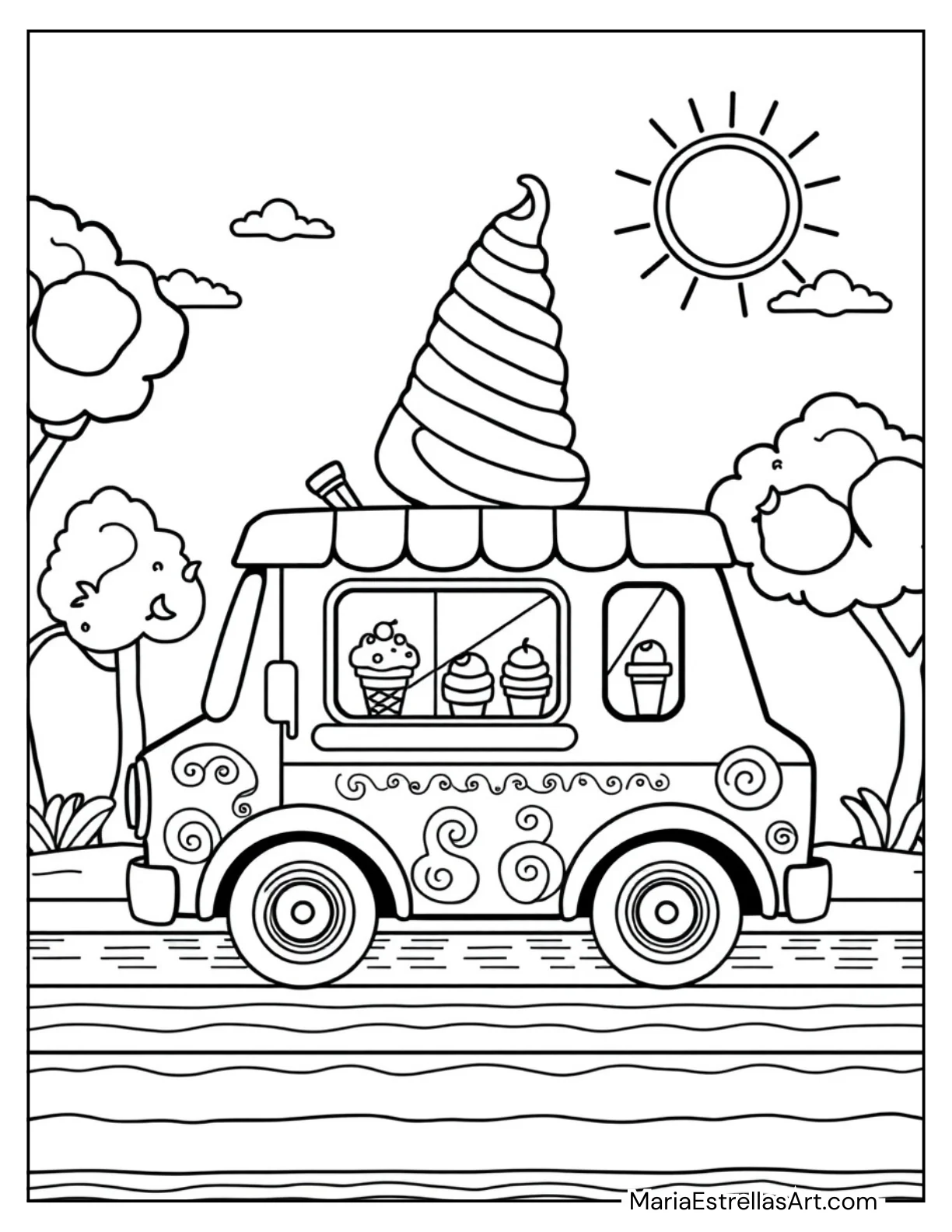 Ice Cream Truck With a Giant Cone on the Roof