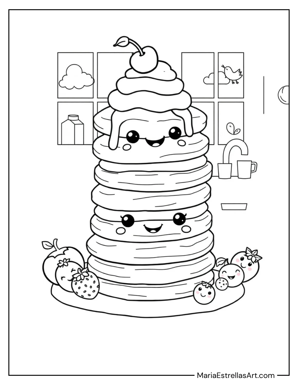 Kawaii Happy Pancake Stack