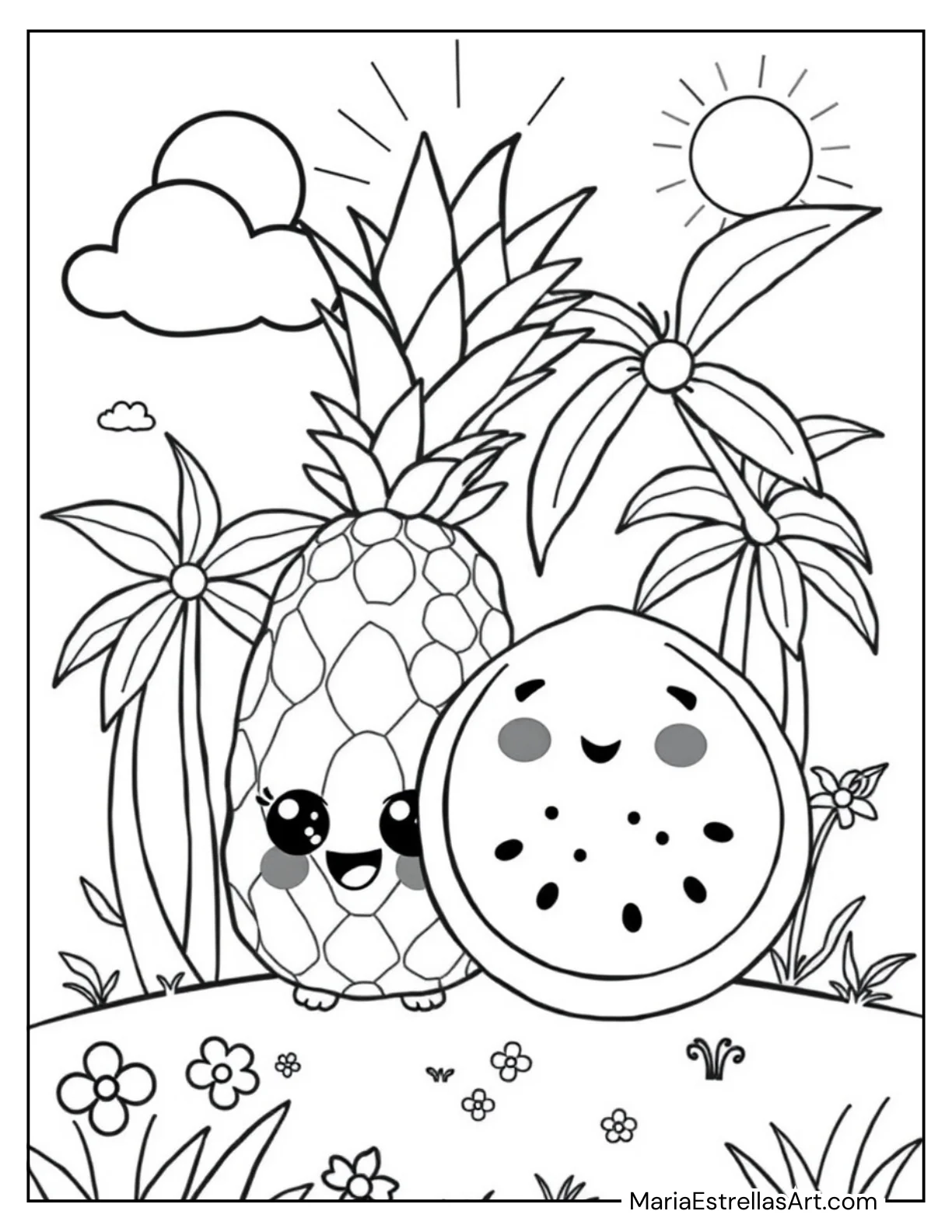 Kawaii Pineapple and Watermelon Duo