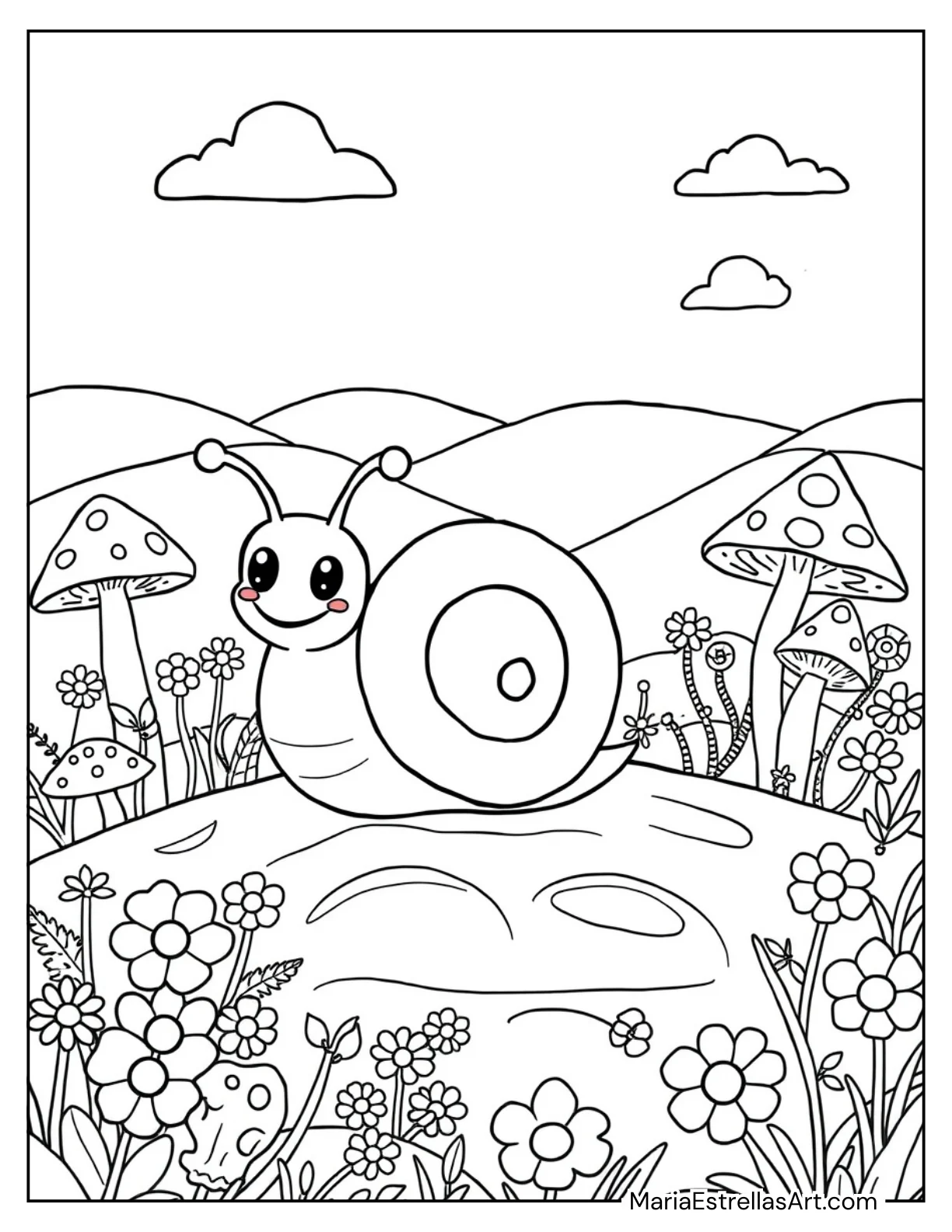 Kawaii Snail and Mushroom Garden