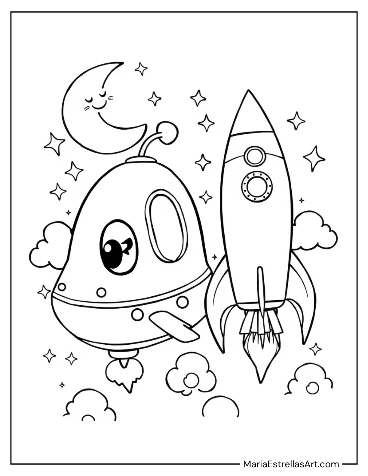 Kawaii Spaceship and Rocket