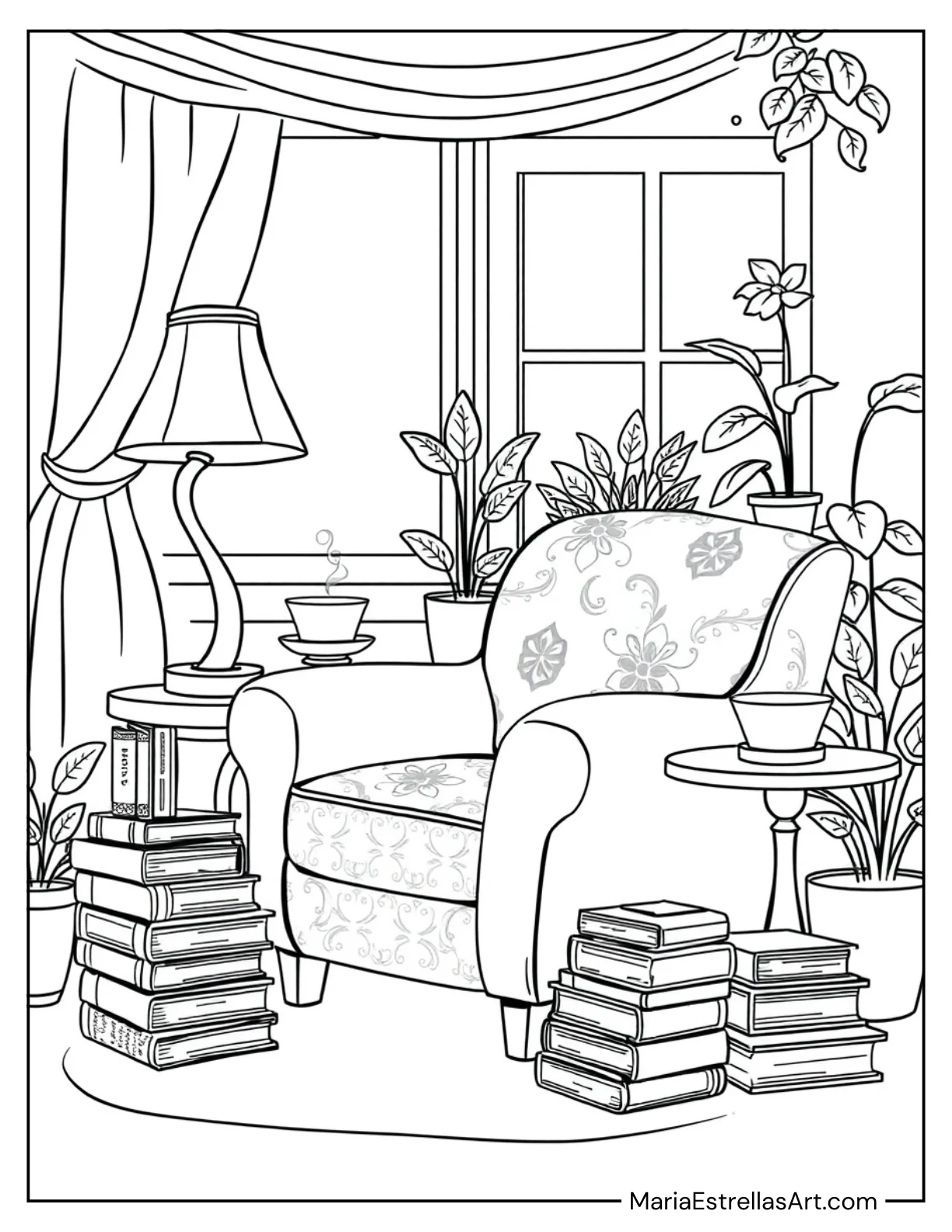 Little Reading Corner With Books, a Lamp, and a Cozy Chair