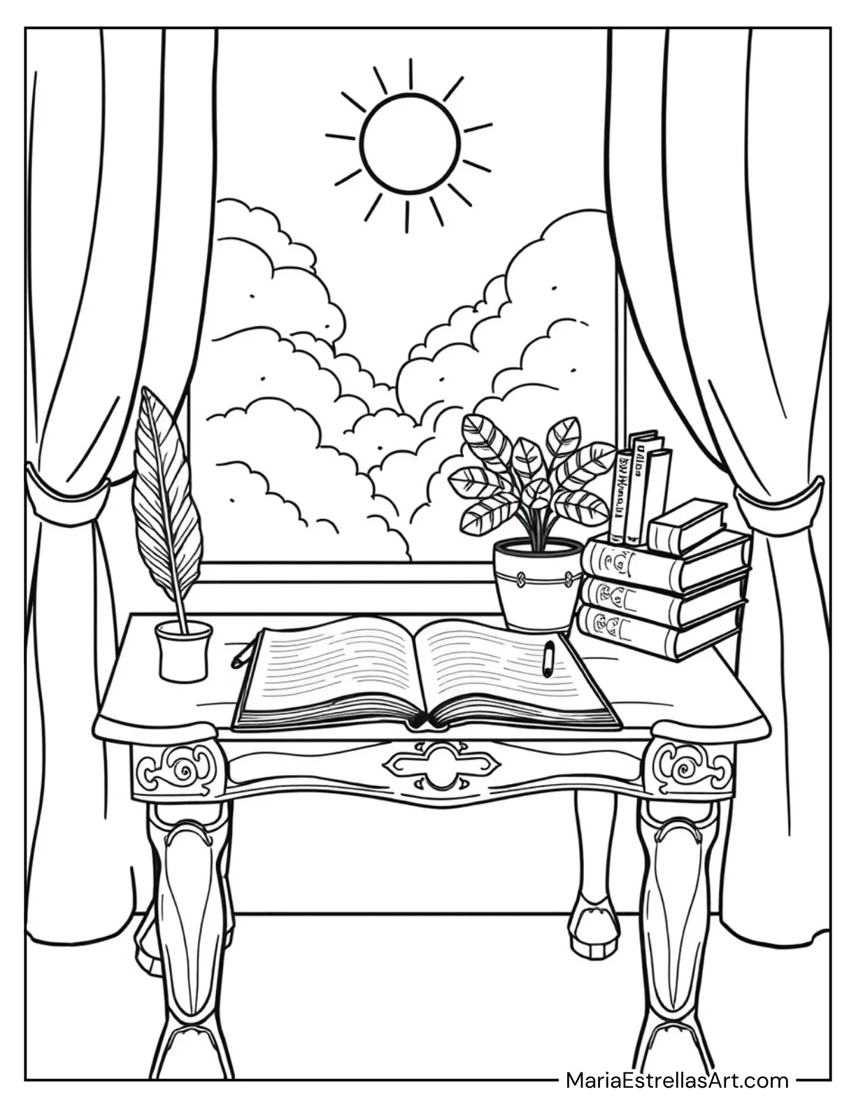 Little Writing Desk With a Journal Coloring Page