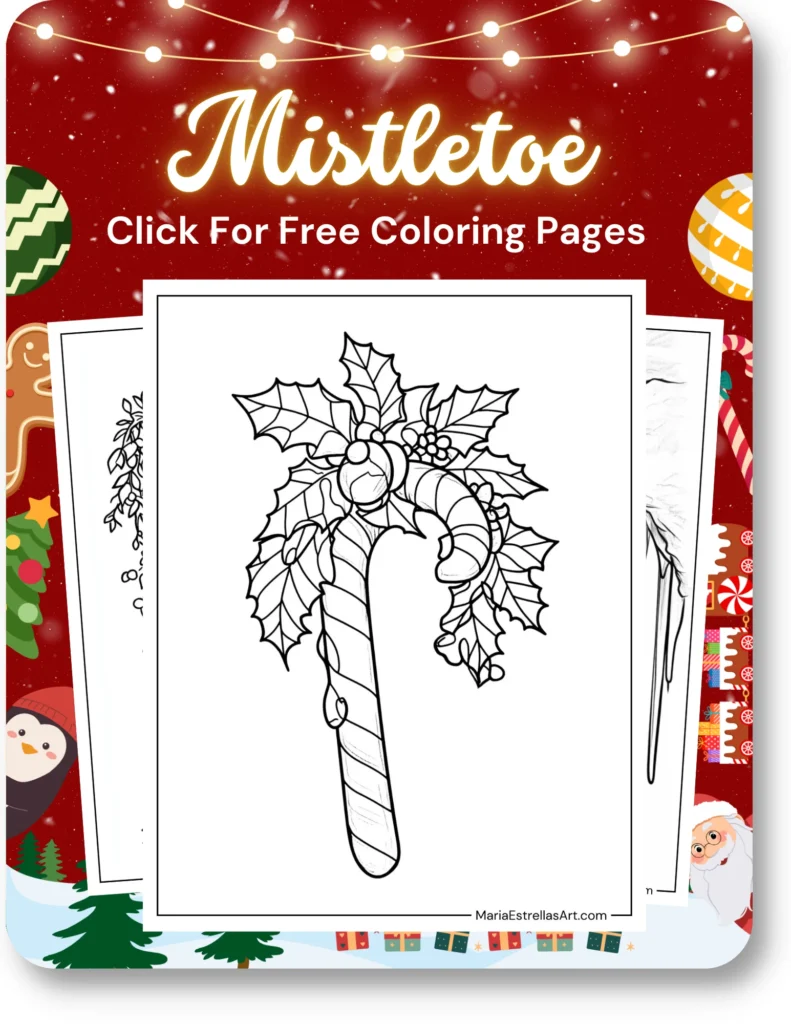 Mistletoe Coloring Pages For Christmas