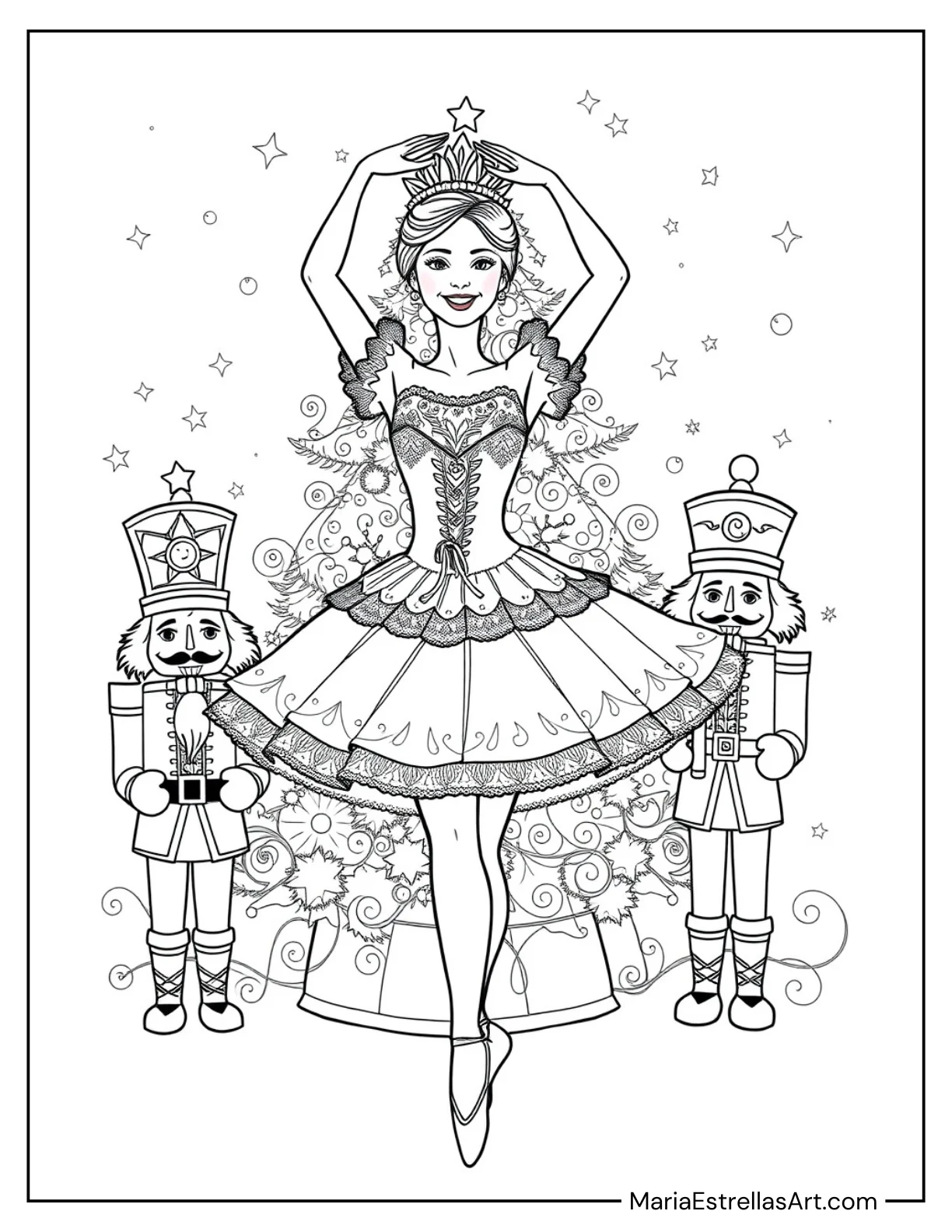 Nutcracker-Themed Ballerina Coloring Sheet