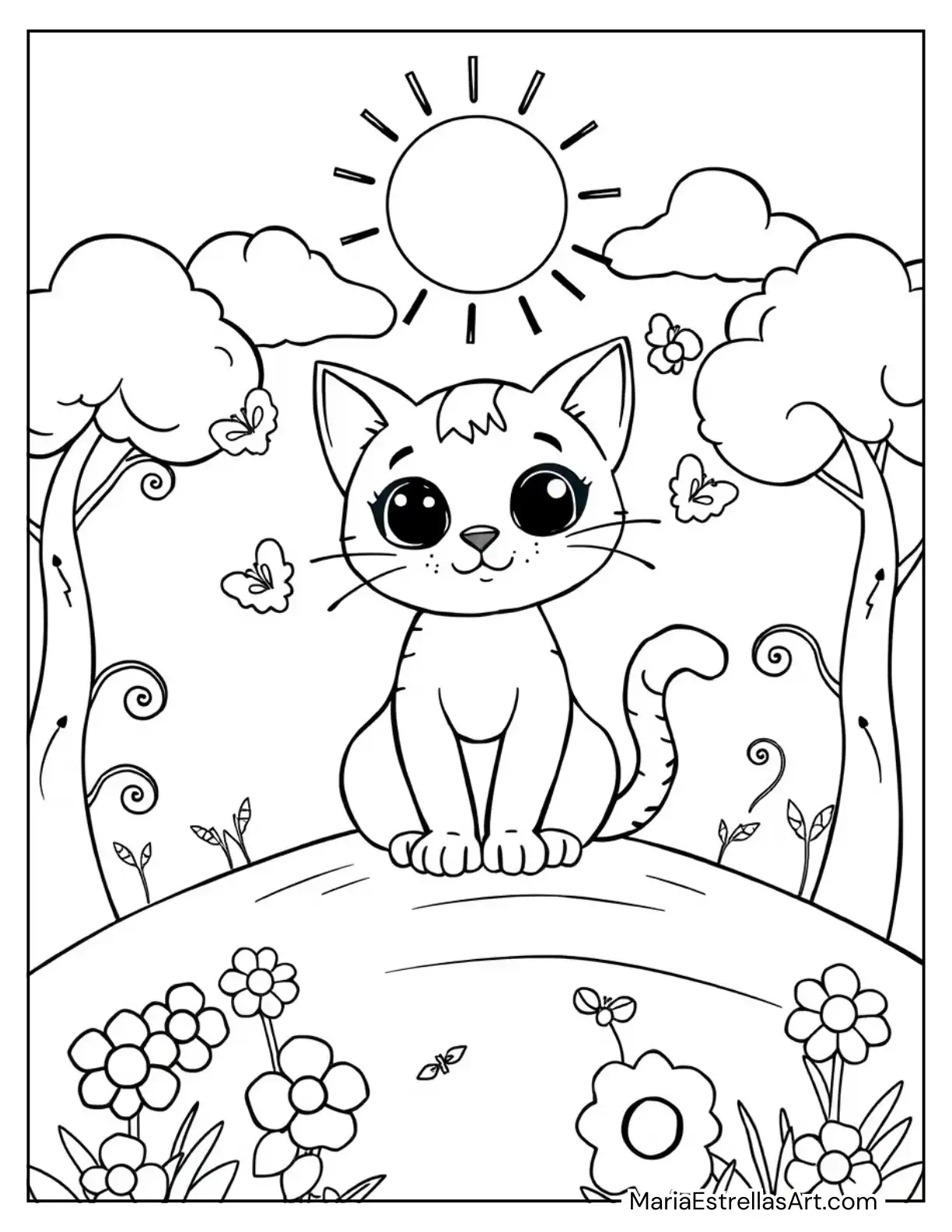 Perfectly Cute Cat Coloring Page