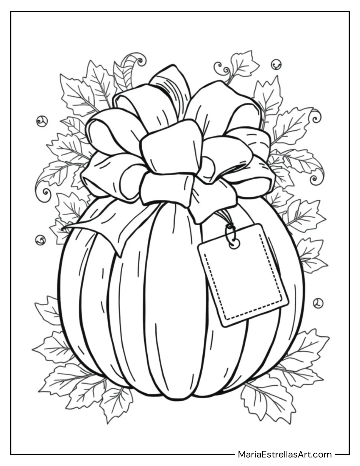 Pumpkin With a Giant Bow and Gift Tag