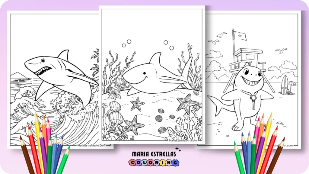 Shark Coloring Pages Featured Image