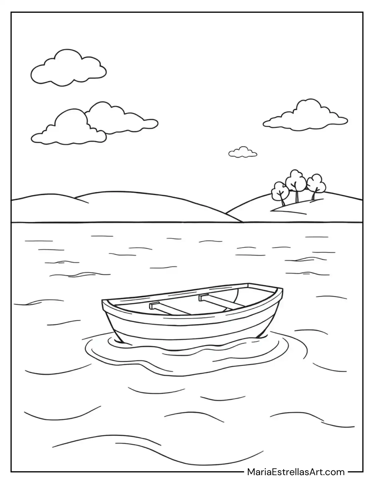 Simple Boat Floating on Calm Waves