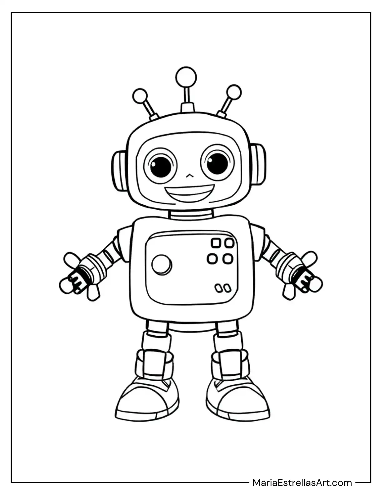 Smiling Robot With Easy Buttons and Shapes