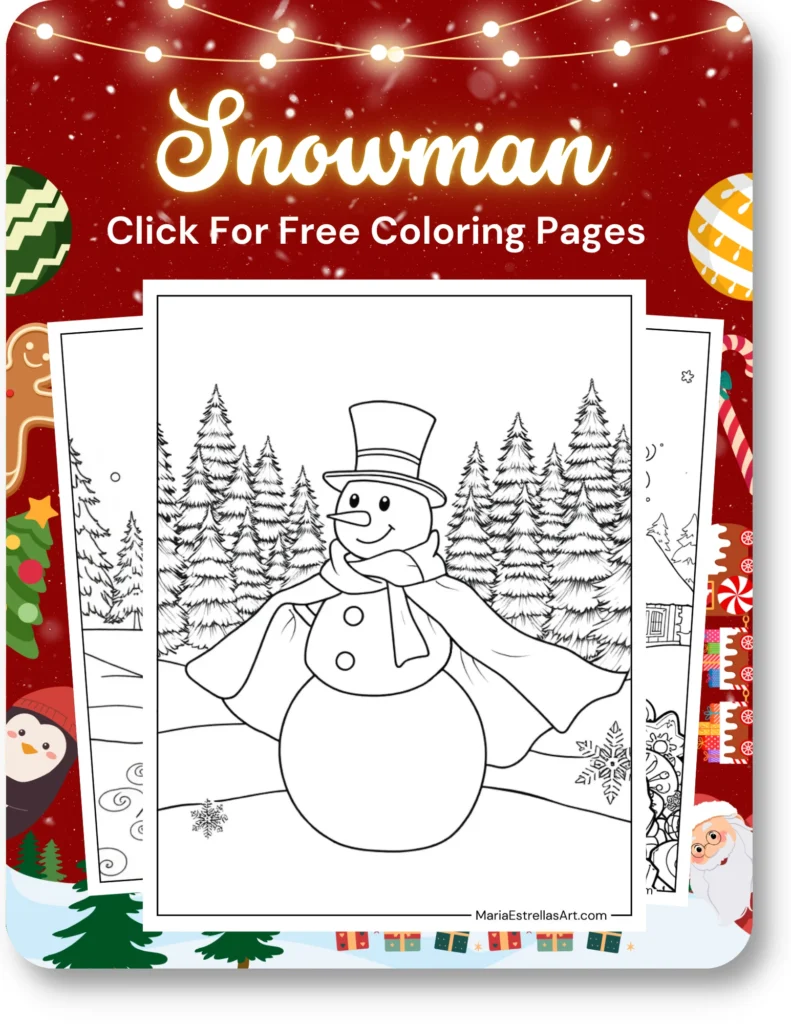 Snowman Coloring Pages For Christmas