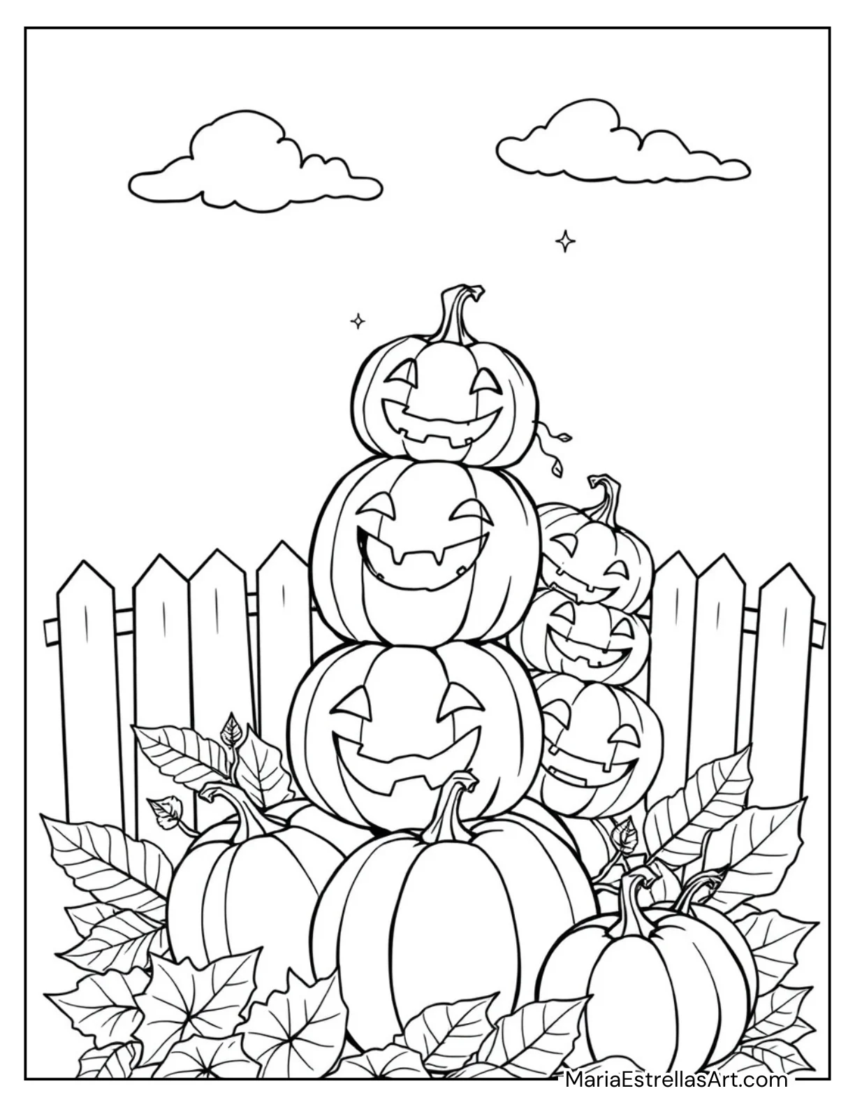 Stack of Pumpkins Coloring Sheet