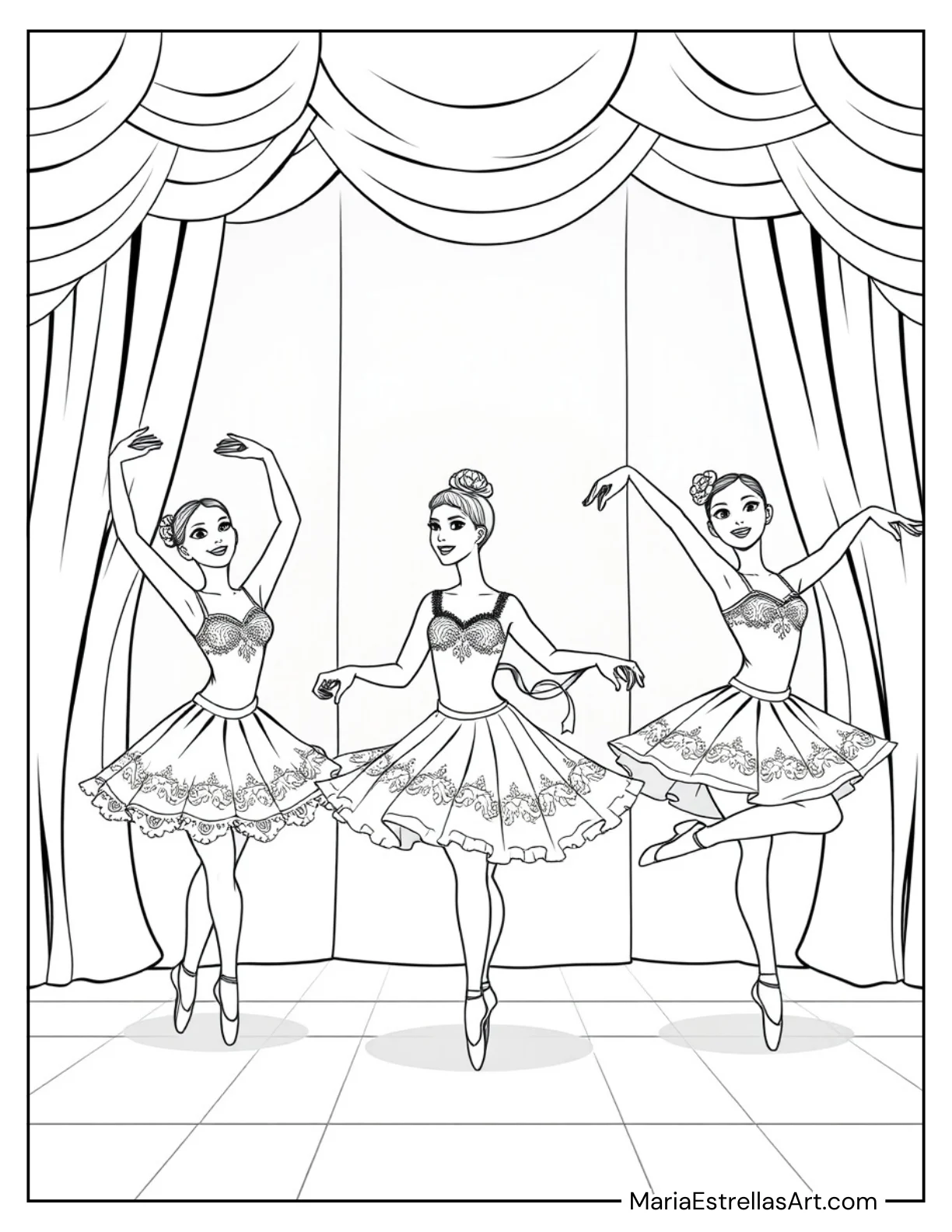 Stage Scene With Ballerinas in Tutus