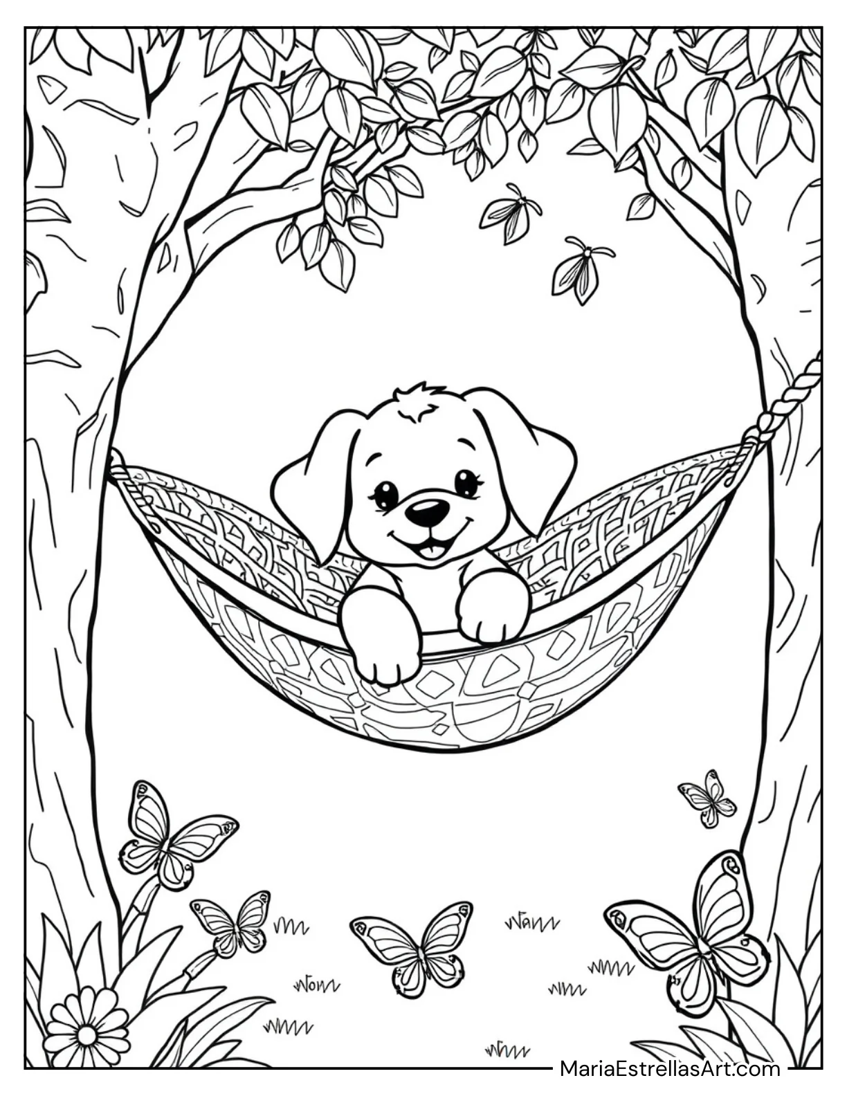 Sweet Puppy Resting in a Hammock