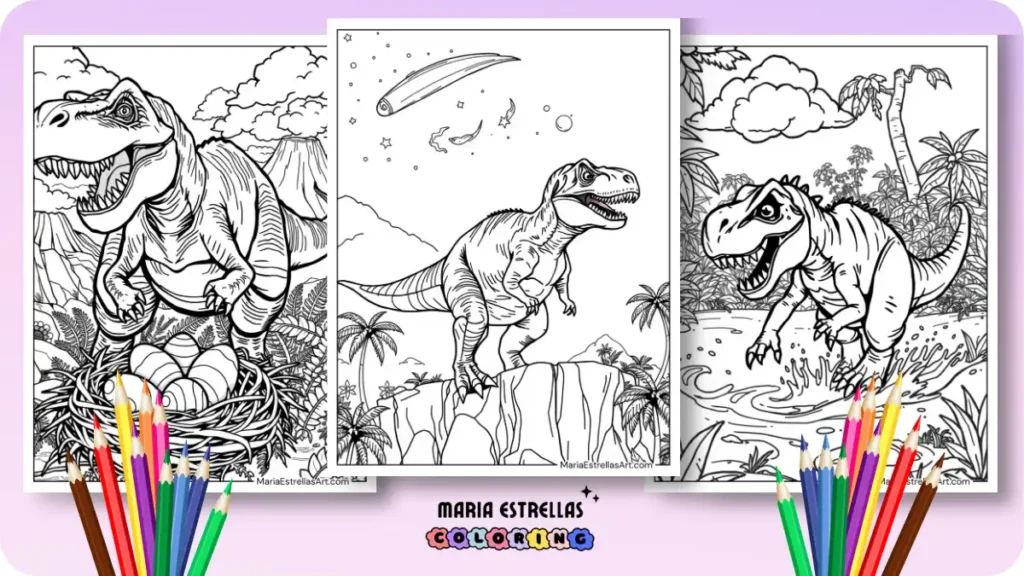 T-Rex Coloring Pages Featured Image