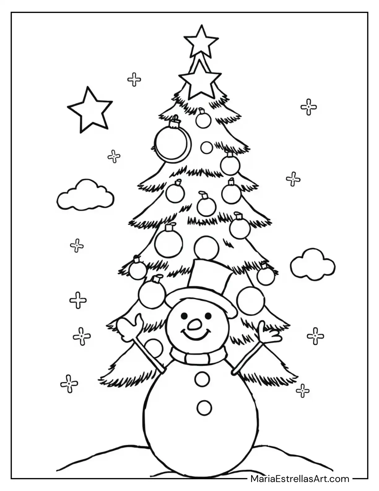 Toddler Friendly Christmas Tree Coloring Page