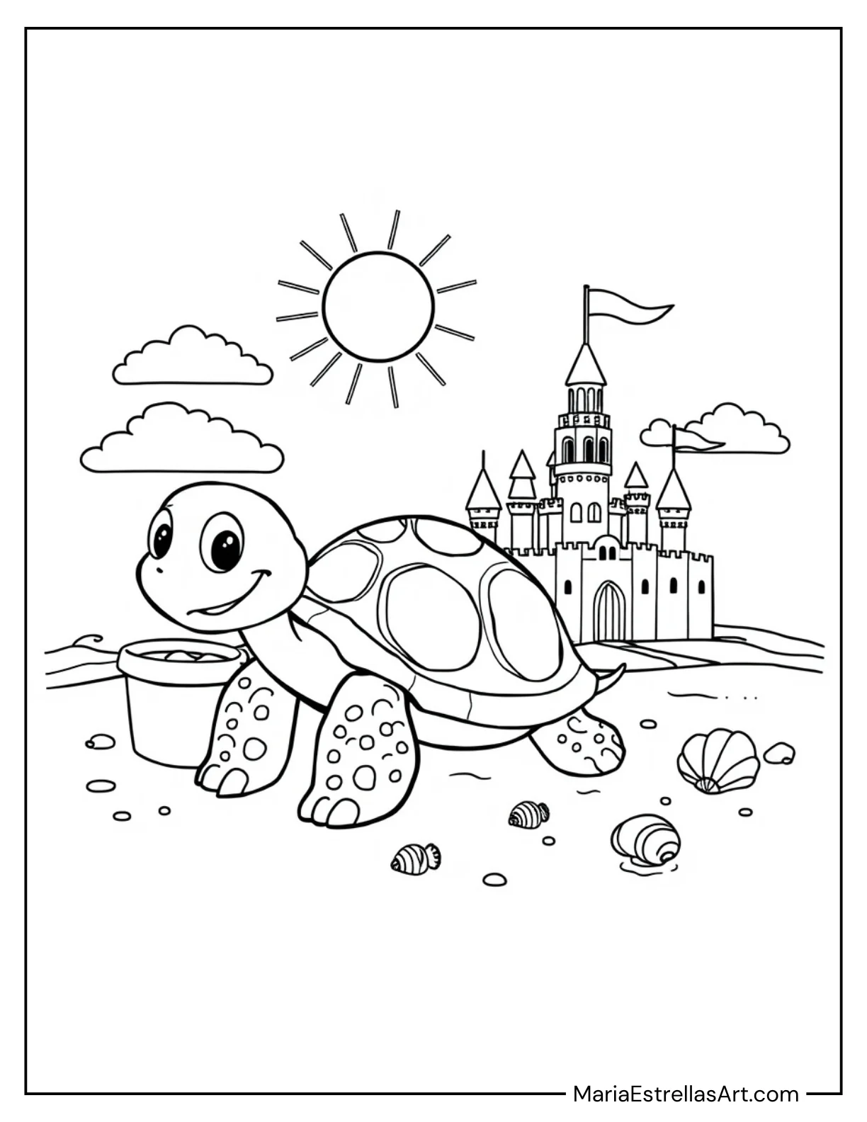 Turtle Building a Sandcastle on the Beach