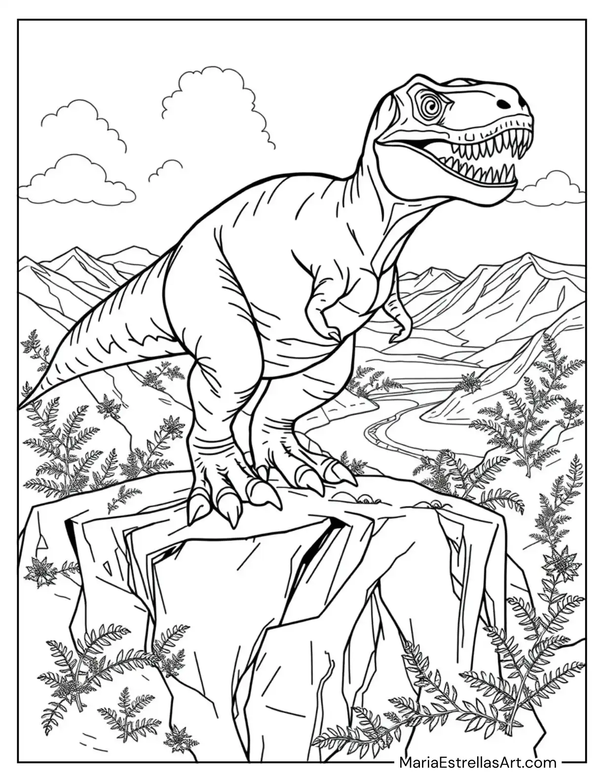 Tyrannosaurus Rex Standing Tall on a Rocky Cliff