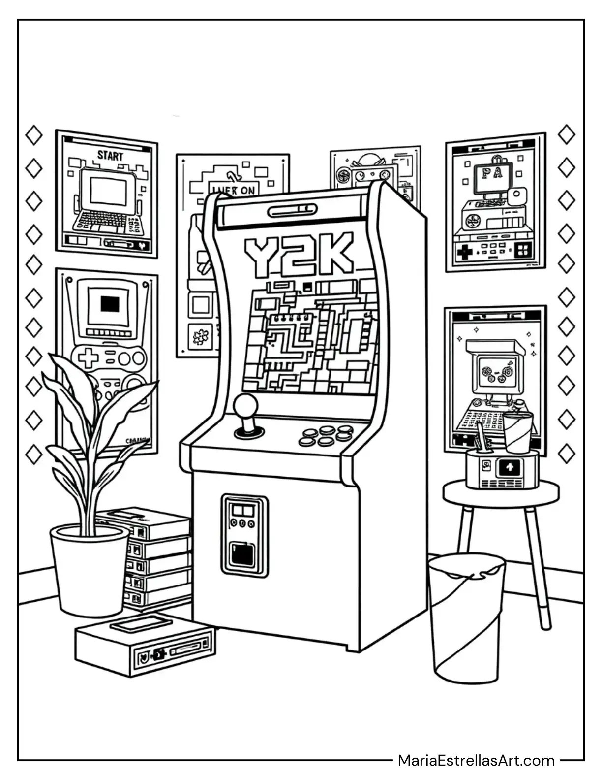 Y2K Arcade Machine With Pixel Screens