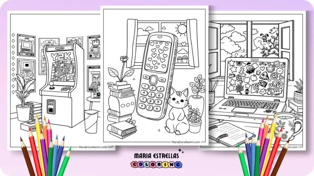 Y2K Coloring Pages Featured Image