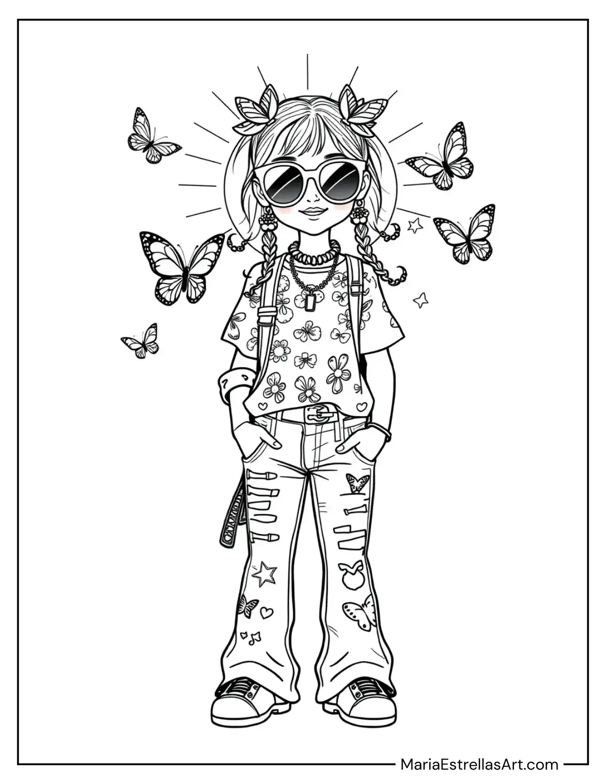 Y2K Fashionista With Butterfly Clips