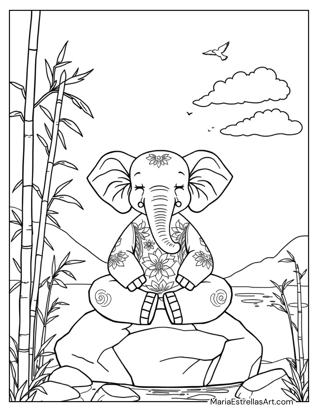 Zen Elephant Meditating With a Peaceful Expression