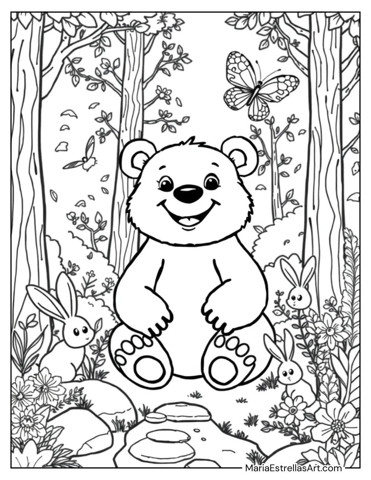 Bear with a Big Smile for Kids to Color