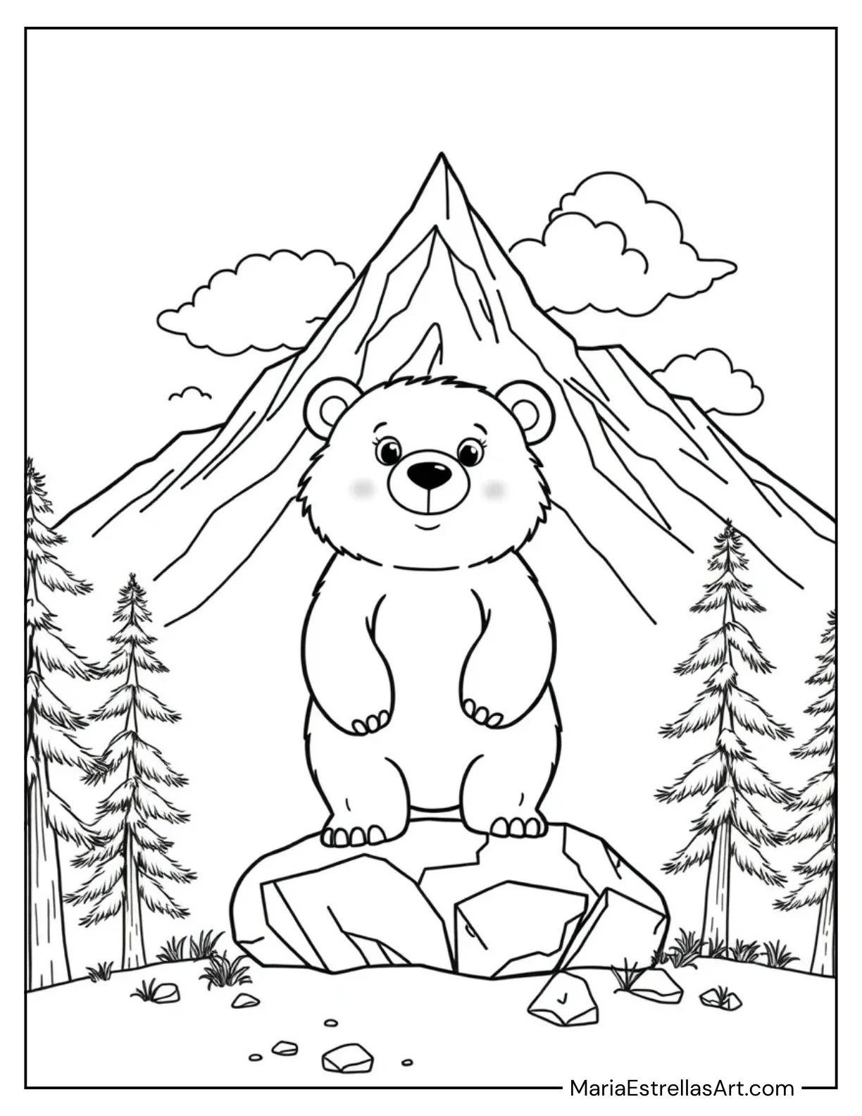 Bear with a Snowy Mountain in the Background