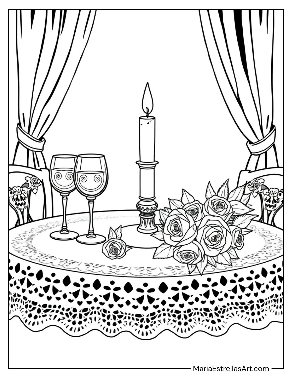 Candlelight Dinner With Roses and Wine