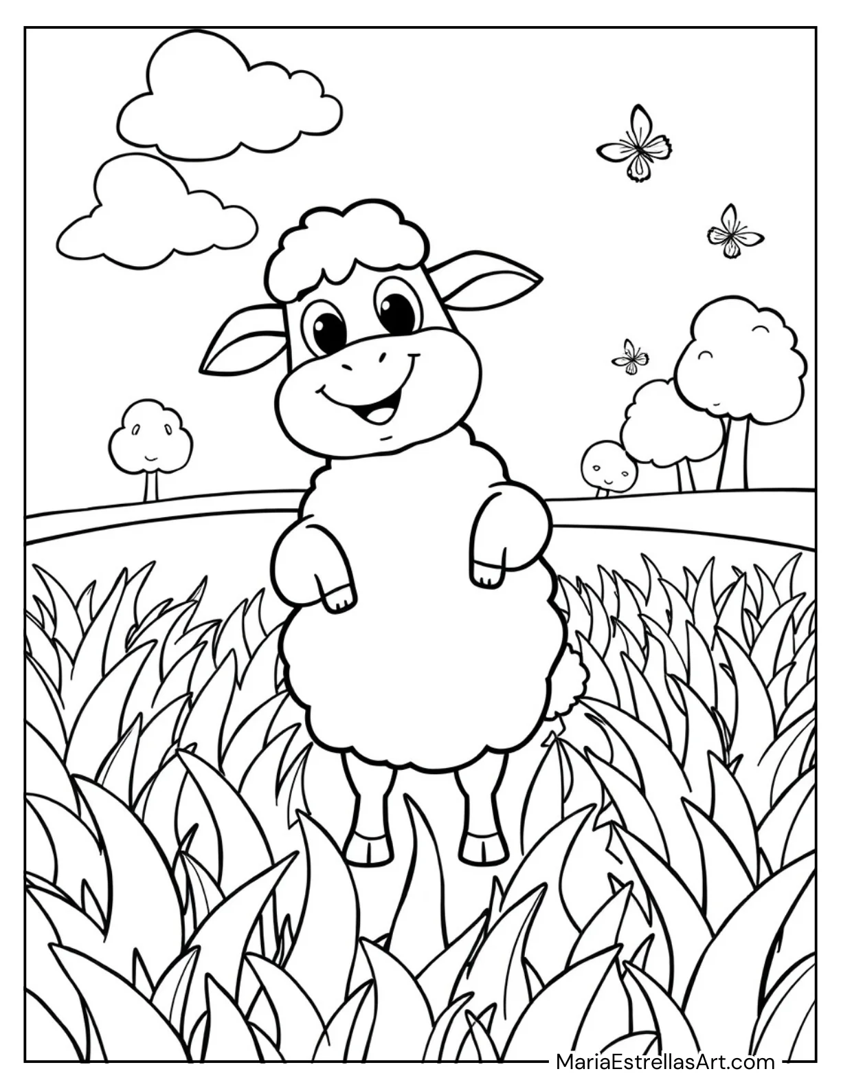 Cartoon Sheep in a Funny Pose