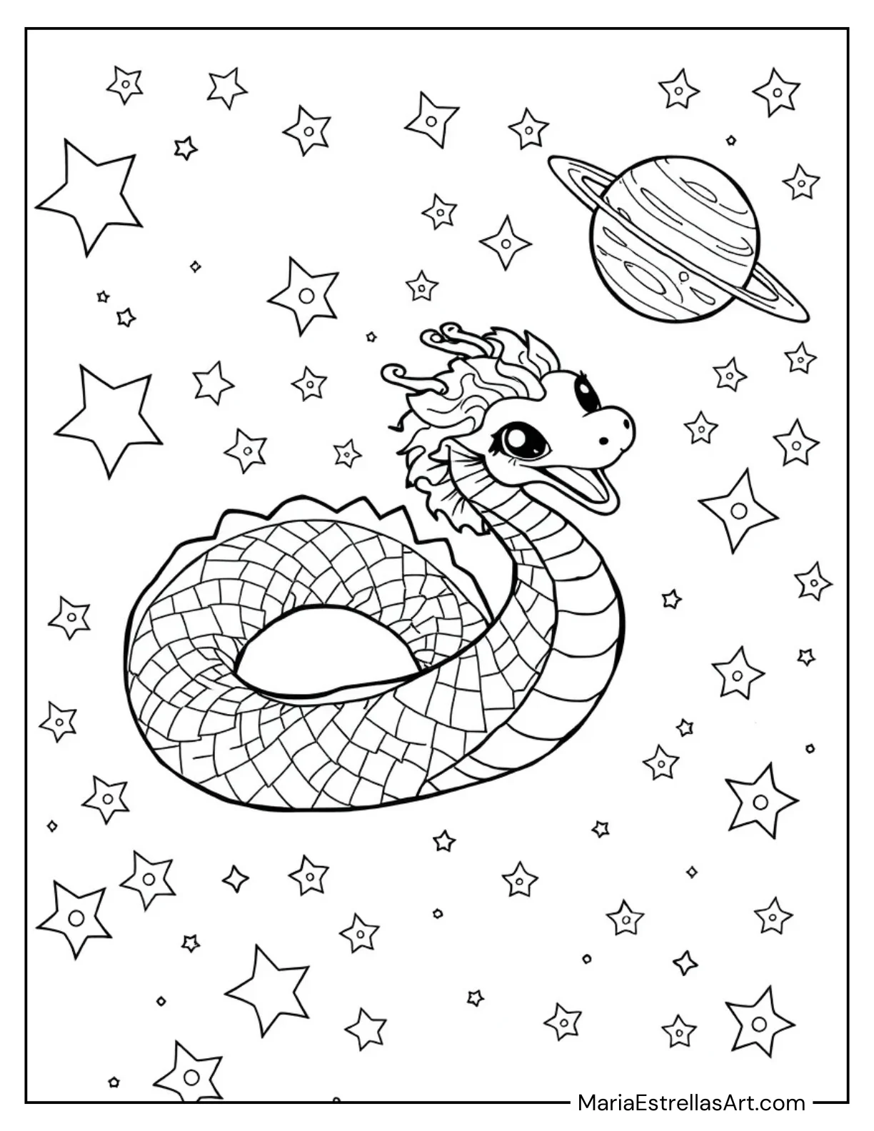 Celestial Serpent Floating Among Stars