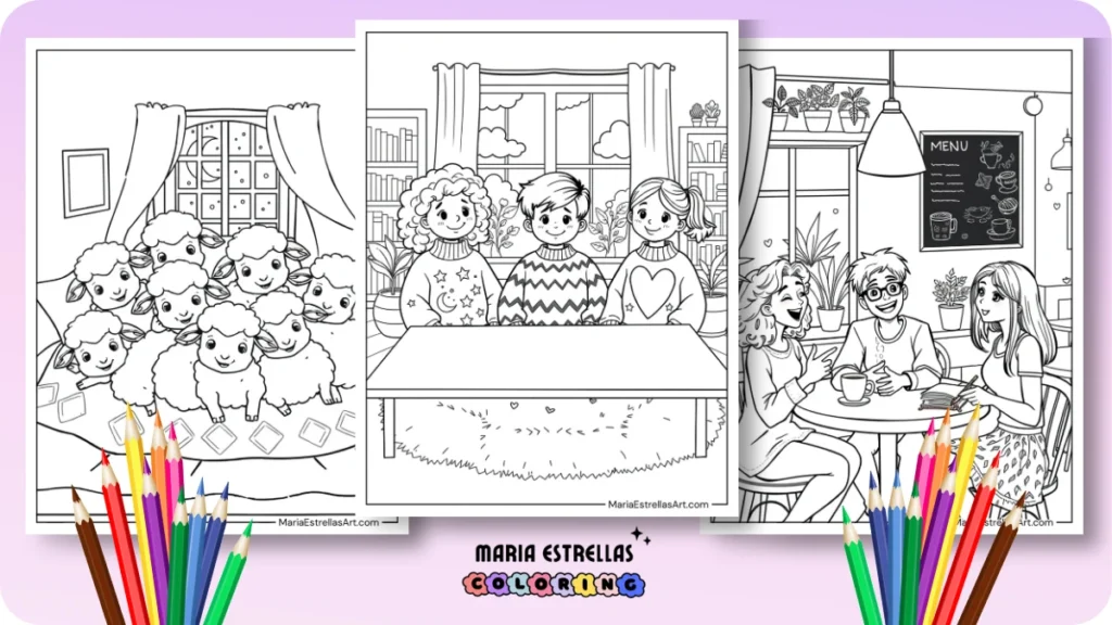 Cozy Friends Coloring Pages Featured Image