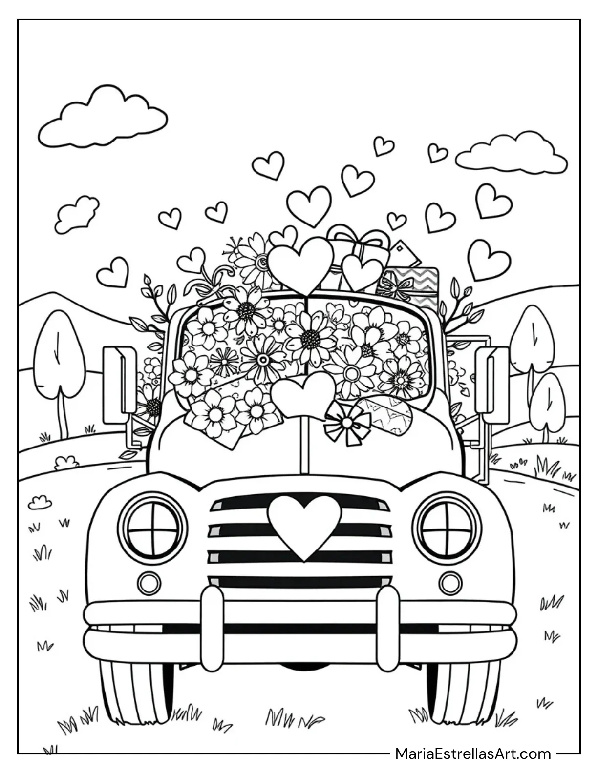 Cute Valentine’s Truck Carrying Flowers and Gifts