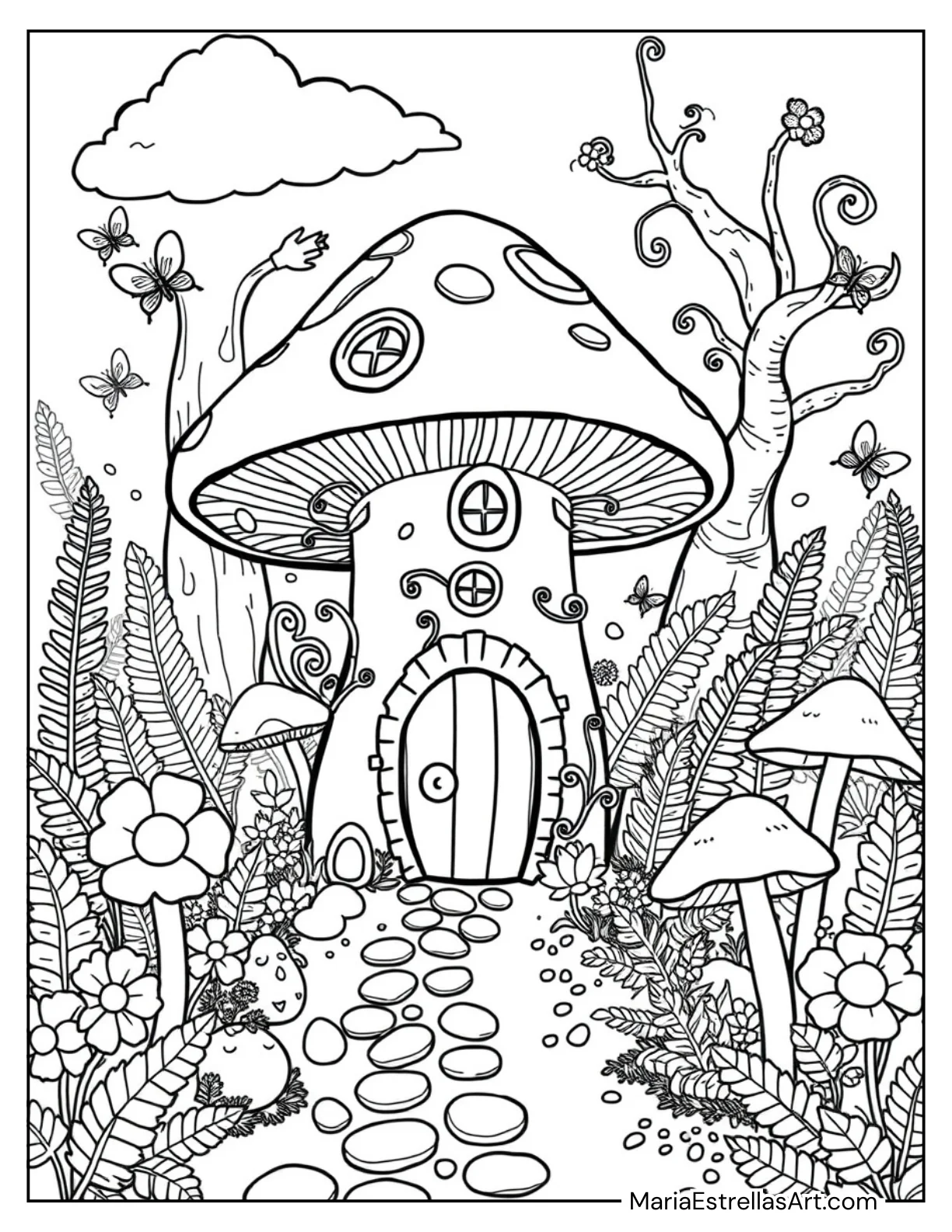 Fairy Mushroom House with Tiny Windows