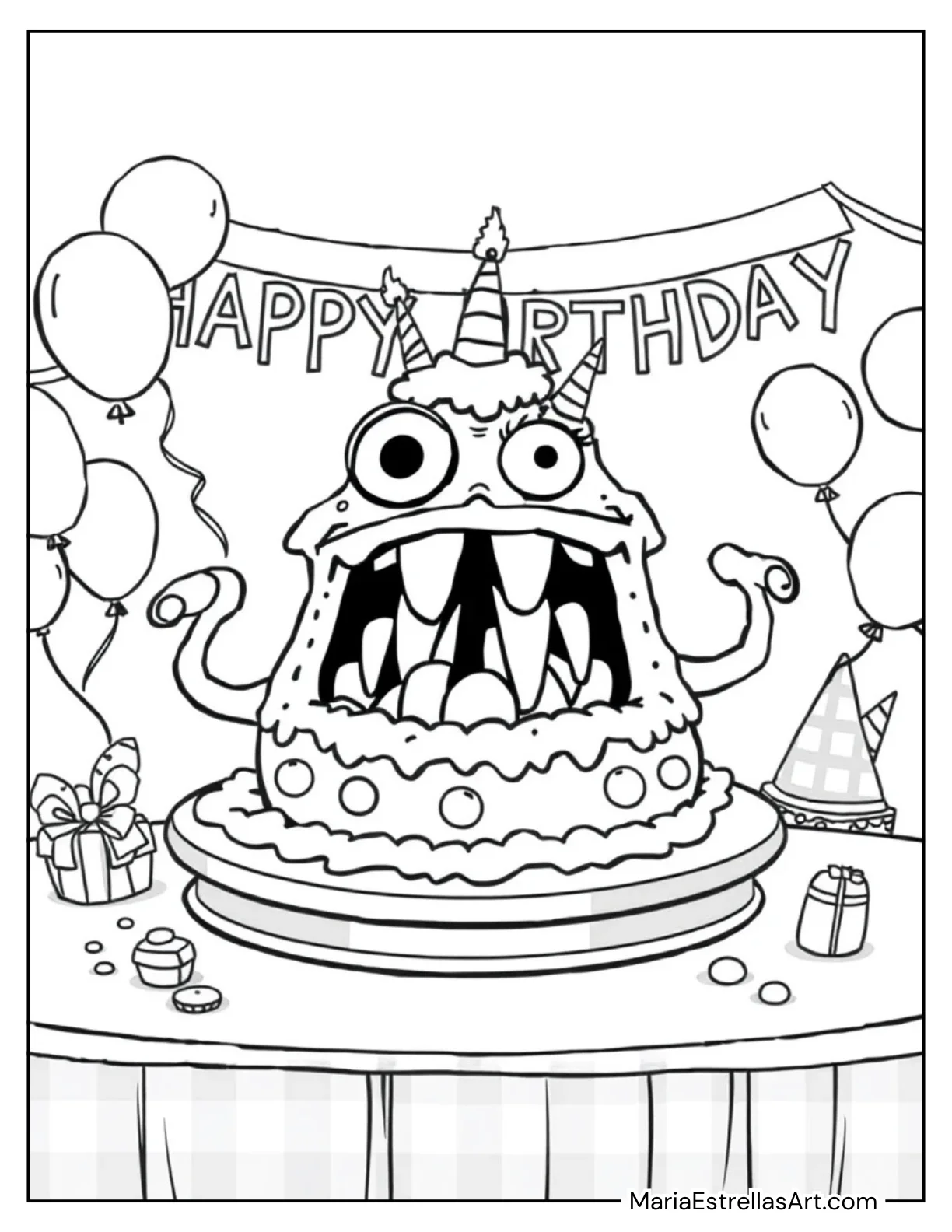 Funny Monster Cake with Wacky Eyes and Teeth