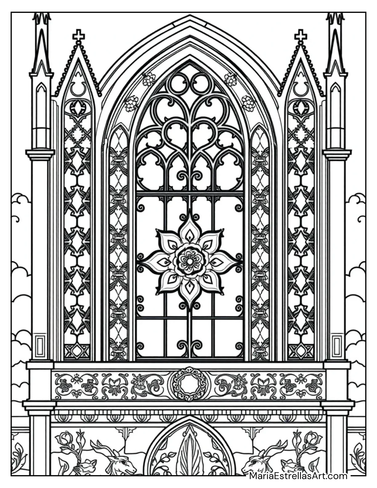 Gothic Cathedral Window to Color for Kids