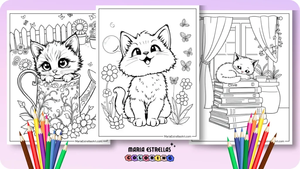 Kitten Coloring Pages Featured Image