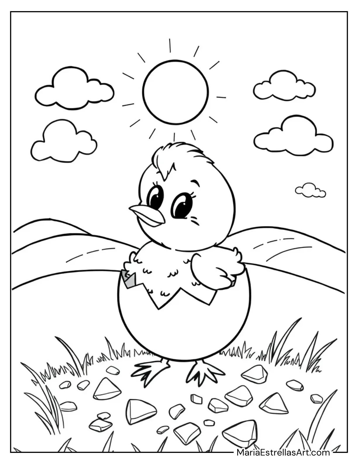 Little Chick Hatching From an Egg Coloring Sheet